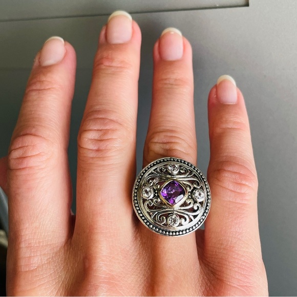 ATR Designer 14k Gold & Sterling Silver Amethyst & Topaz Cocktail Scroll… - Picture 11 of 13